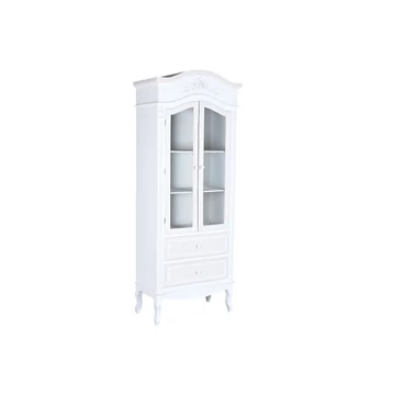 Vitrin tükör fa, üveg 76x39x193 cm fehér