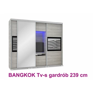 Bangkok TV-s tolóajtós gardrób 239 cm (1 tükörrel)