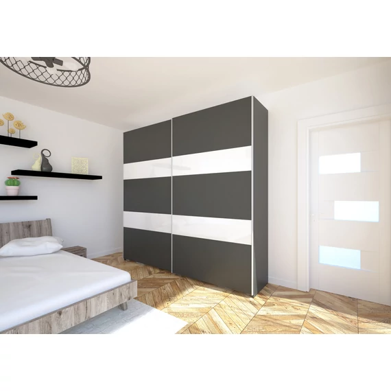 Főnix gardrób magasfényű bútorlap betéttel (134 cm)