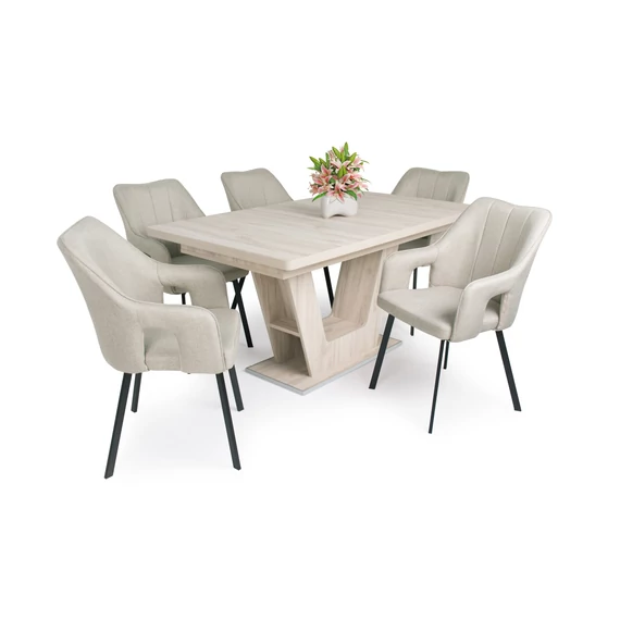 Prága asztal (justus tölgy) + 6 db Imperial szék (beige)
