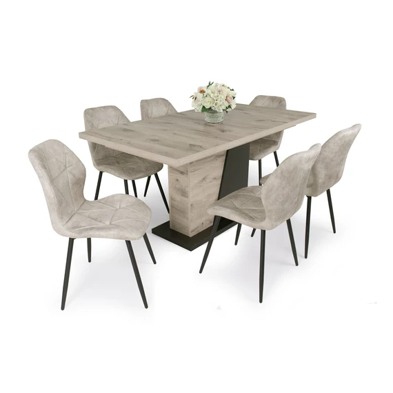 Norton asztal (viking tölgy) + 6 db Vanda szék (beige)