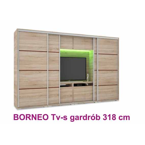 Borneo TV-s tolóajtós gardrób 318 cm
