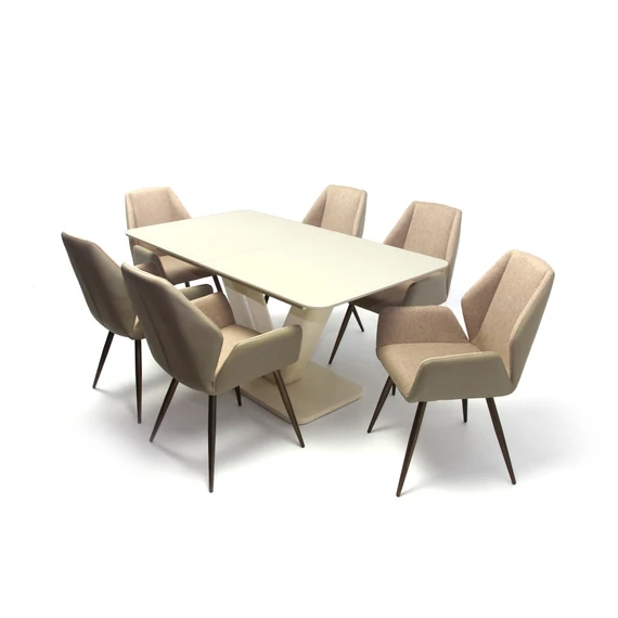 Hekt asztal 160-as Beige/Cappuccino + 6db Soni szék Barna