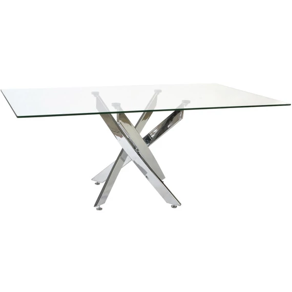 Luna asztal asztal üveg, fém 150X90X75 krómozott, átlátszó