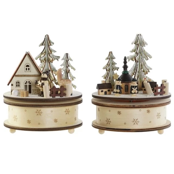 Dekoráció zenélő doboz 13,5x13,5x17 cm 2 féle