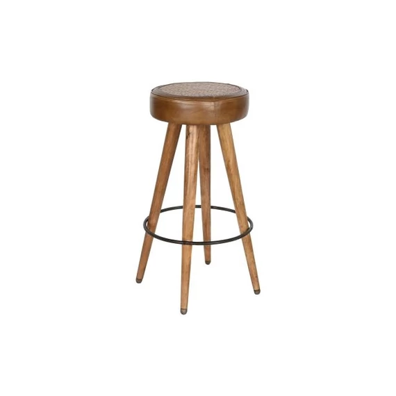 Bárszék bőr, rattan 42x42x76 cm barna