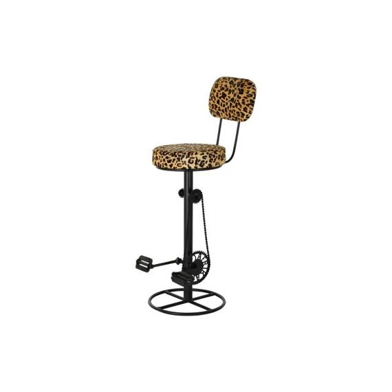Bárszék leopárd fém, bőr 42x48x116 cm fekete, barna