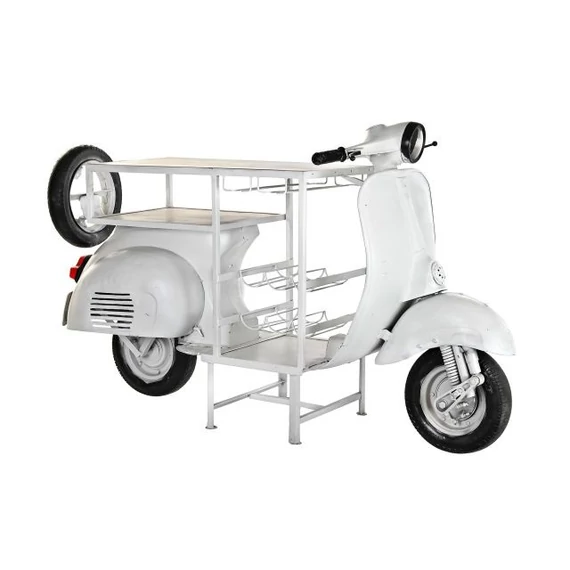 Bortartó motor fém, mangófa 195x70x106 cm fehér, barna