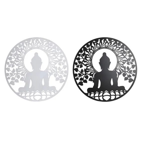Dekoráció falra Buddha fém 100x1x100 cm fekete, fehér 2 féle