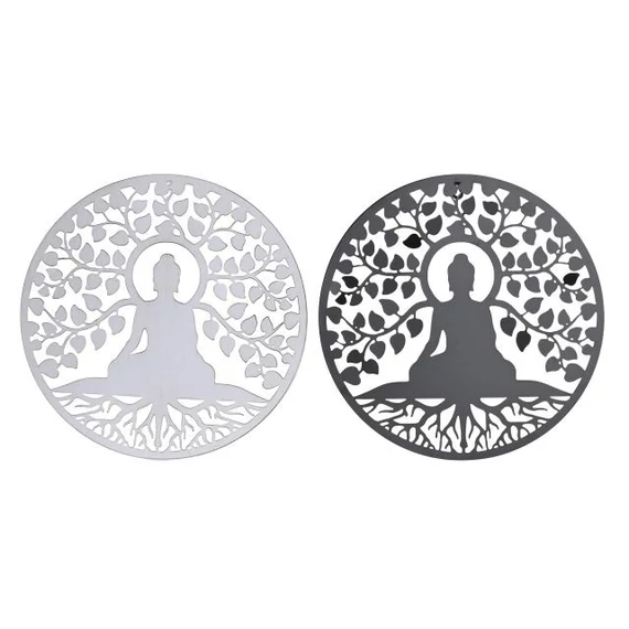 Dekoráció falra Buddha fém 40x1x40 cm fekete, fehér 2 féle