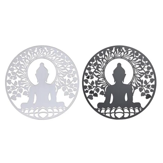 Dekoráció falra Buddha fém 40x1x40 cm fekete, fehér 2 féle