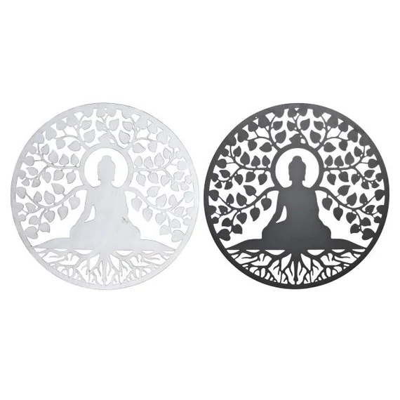 Dekoráció falra Buddha fém 60x1x60 cm fekete, fehér 2 féle