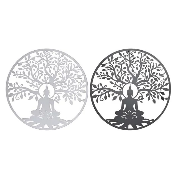 Dekoráció falra Buddha fém 60x1x60 cm fekete, fehér 2 féle