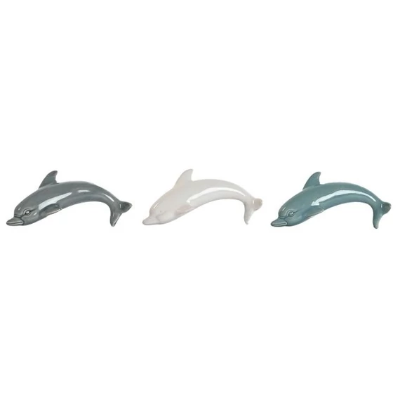 Dekoráció falra delfin porcelán 15x3x7 cm színes 3 féle