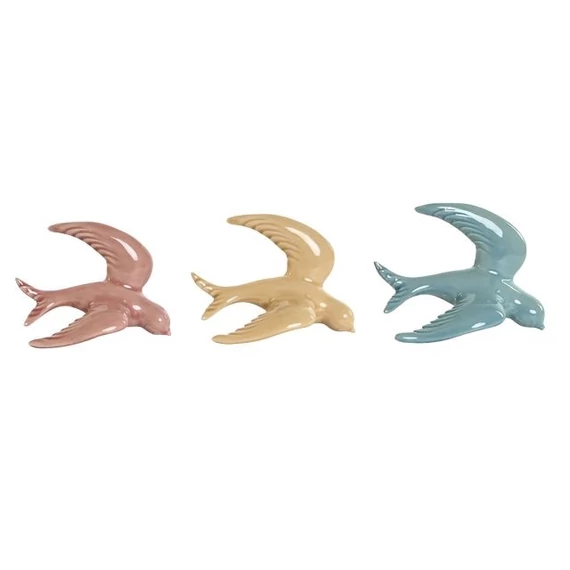 Dekoráció falra fecske porcelán 14x6x11 cm színes 3 féle