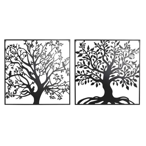 Dekoráció falra fém 100x1x100 cm fekete 2 féle