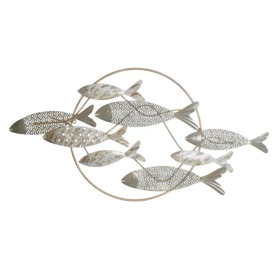 Dekoráció falra halak fém 130x6x68 cm arany