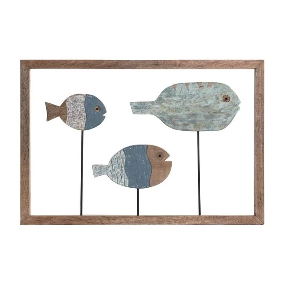 Dekoráció falra halak mangófa, fém 72x3x49 cm színes