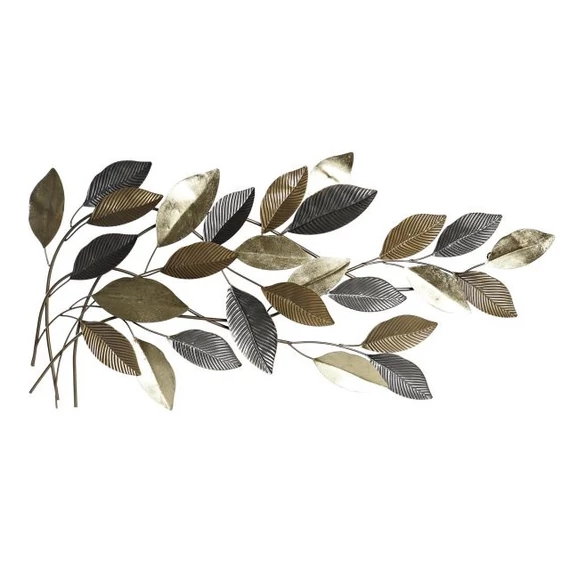 Dekoráció falra leveles fém 122x6,4x62 cm arany, réz