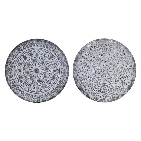 Dekoráció falra Mandala fém 60x2x60 cm szürke, fehér 2 féle