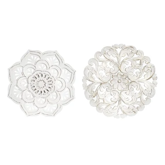 Dekoráció falra Mandala mdf 40x2x40 cm fehér 2 féle