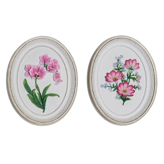 Dekoráció falra virágok poly 17x2,5x21,6 cm fehér, pink 2 féle