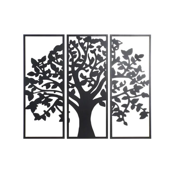 Dekoráció szett falra fém 105x1,5x91 cm fekete S/3