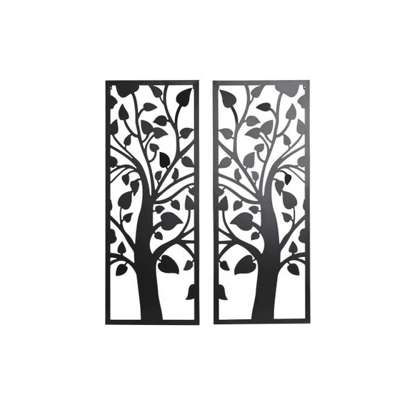 Dekoráció szett falra fém 70x1,3x90 cm fekete S/2