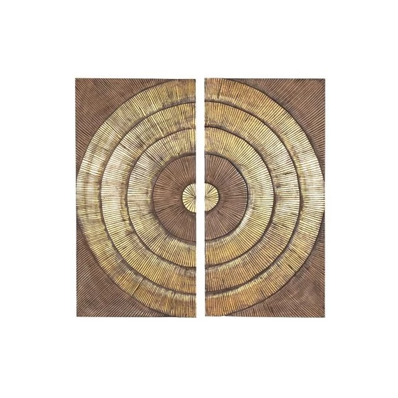 Dekoráció szett falra körök mdf 122x3,5x122,5 cm barna, arany S/2
