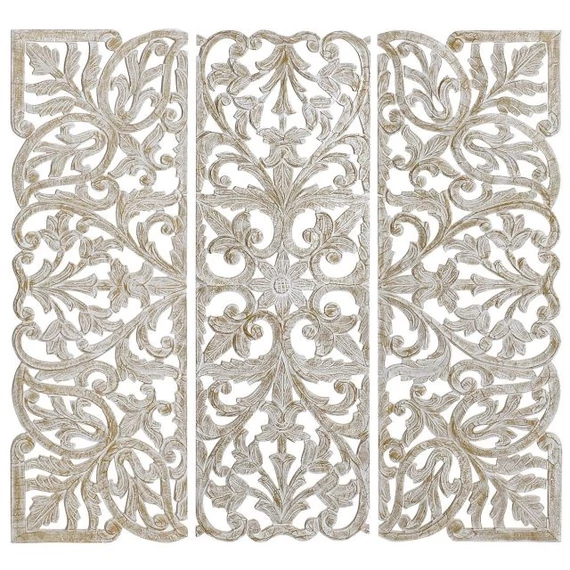 Dekoráció szett falra mdf, fém 40x2x120 cm fehér S/3