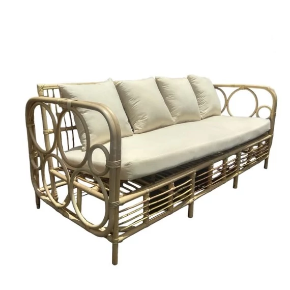 Dívány párnával rattan, pamut 192x72x75 cm natúr