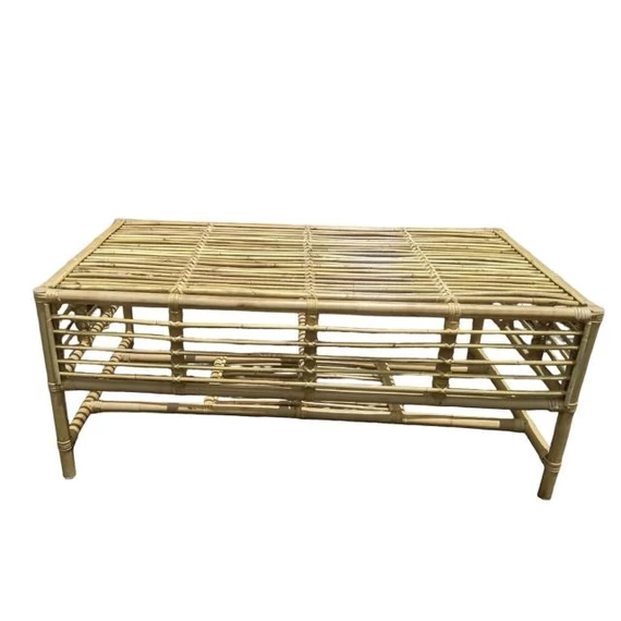 Dohányzó asztal rattan 110x60x45 cm natúr