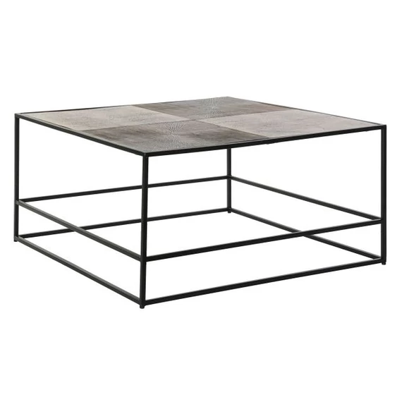Dohányzóasztal alumínium 80x80x41 cm arany, fekete
