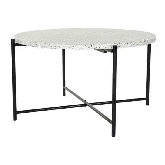 Dohányzóasztal fém, kő 80x80x45 cm fekete, fehér