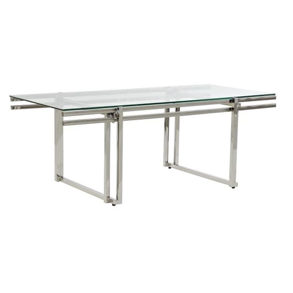 Dohányzóasztal inox, üveg 120x60x45 cm ezüst
