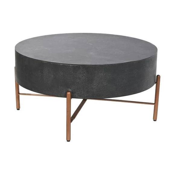 Dohányzóasztal mangófa, fém 90x90x45 cm fekete, bronz