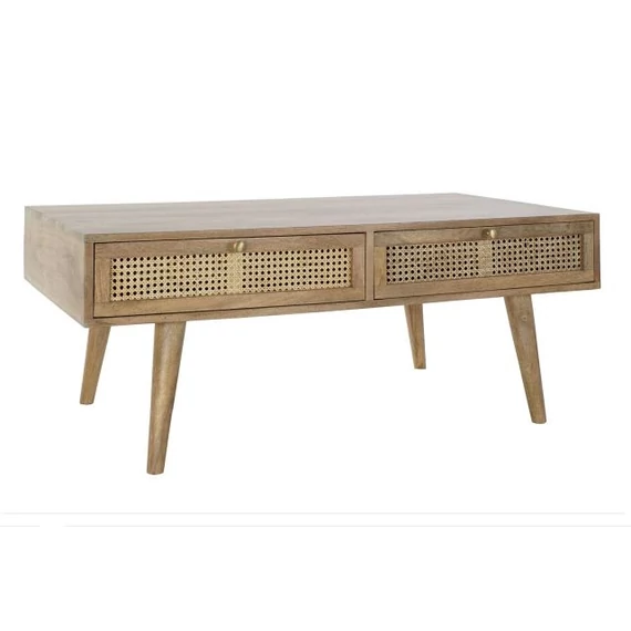 Dohányzóasztal mangófa, rattan 115x60x46 cm natúr