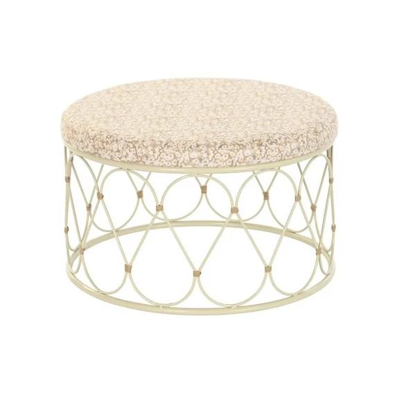Dohányzóasztal rattan, fém 48x48x30 cm natúr, krém