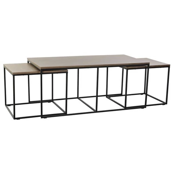 Dohányzóasztal szett fa, fém 122,5x61x53 cm barna, fekete S/3