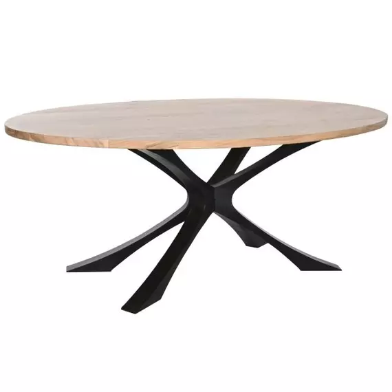 Ebédlőasztal akácfa, fém 200x110x76 cm natúr, fekete
