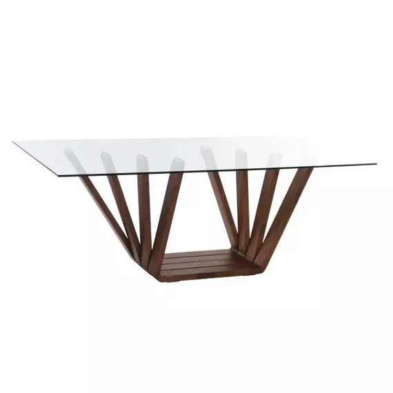 Ebédlőasztal diófa, üveg 200x100x75 cm barna, átlátszó