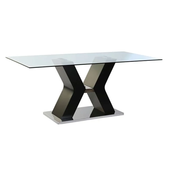 Ebédlőasztal hőállóüveg, mdf 180x90x76 cm fekete