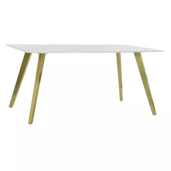 Ebédlőasztal kerámia, fém 160x90x76 cm fehér, arany