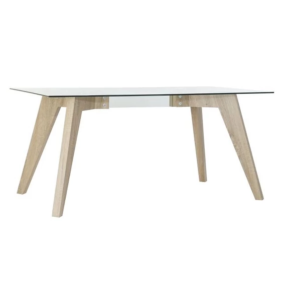 Ebédlőasztal üveg, mdf 160x90x75 cm natúr, átlátszó