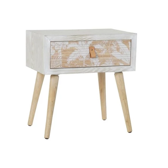 Éjjeliszekrény fa, bambusz 48x35x51 cm fehér, natúr