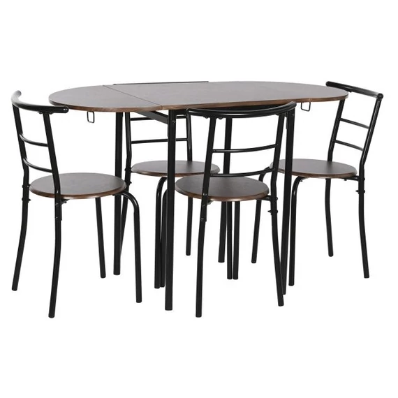 Étkező garnitúra szett mdf, fém 117x70x76 cm fekete, barna S/5