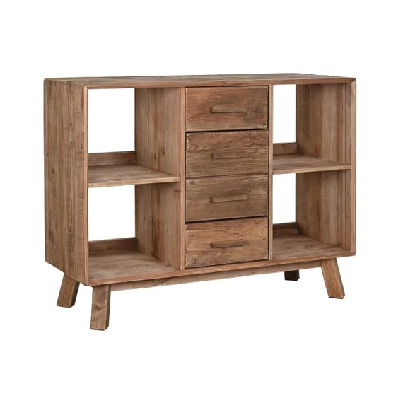 Fiókos szekrény újrahasznosított fa 120x40x90 cm sötétbarna