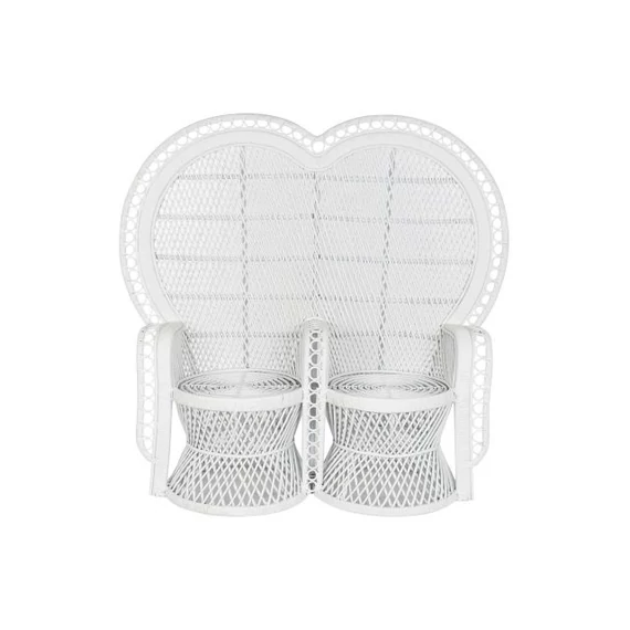 Fotel 2 személyes rattan 154x70x144 cm fehér