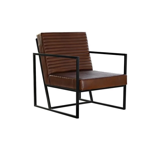 Fotel bőr, fém 75x89x90 cm barna, fekete