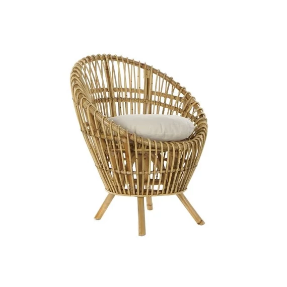 Fotel párnával rattan, pamut 74x67x85 cm natúr, fehér